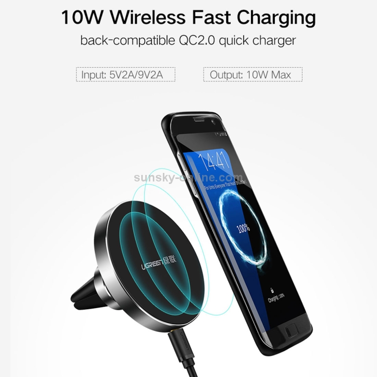 10W Aluminum Alloy Magnetic QI Standard Car Air Outlet Vent Wireless fast Charger with Intelligent LED Indicator 10W Aluminum Alloy Magnetic QI Standard Car Air Outlet Vent Wireless fast Charger with Intelligent LED Indicator