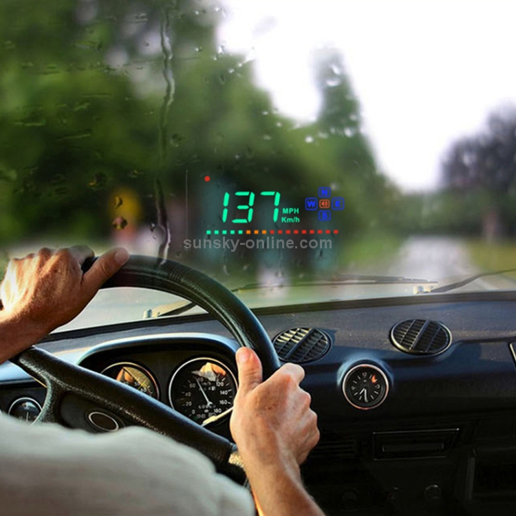 A2 HUD Pantalla frontal de coche con GPS HD de 3,5 pulgadas, alarma de velocidad y exceso de velocidad, brújula, cambio libre entre kilómetros y millas (negro) - 13