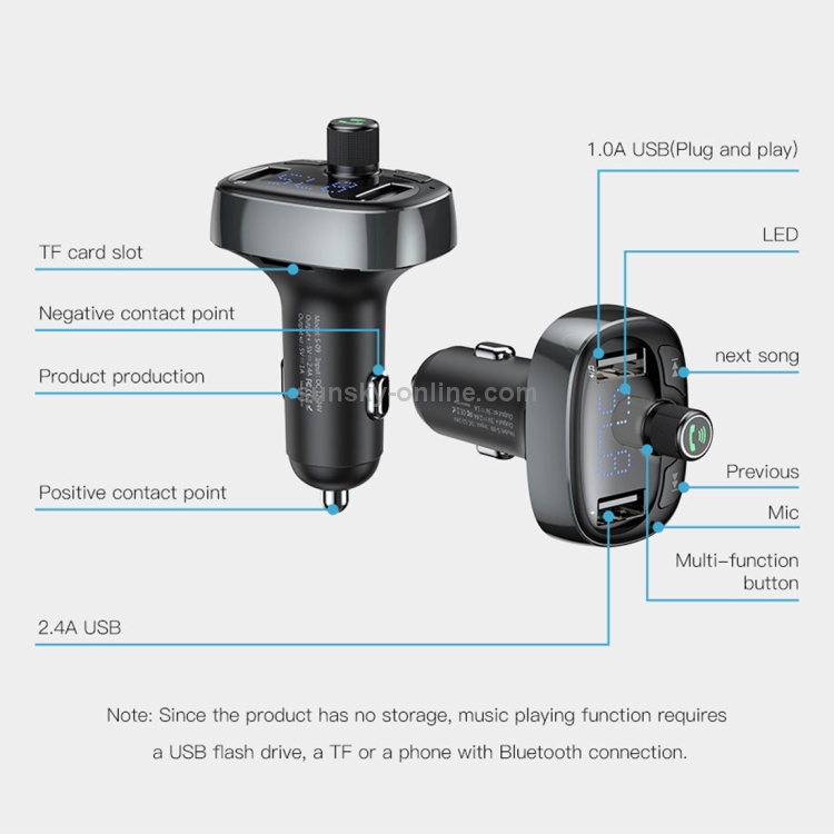 Baseus T Typed Bluetooth MP3 Car Charger Baseus T Typed Bluetooth MP3 Car Charger