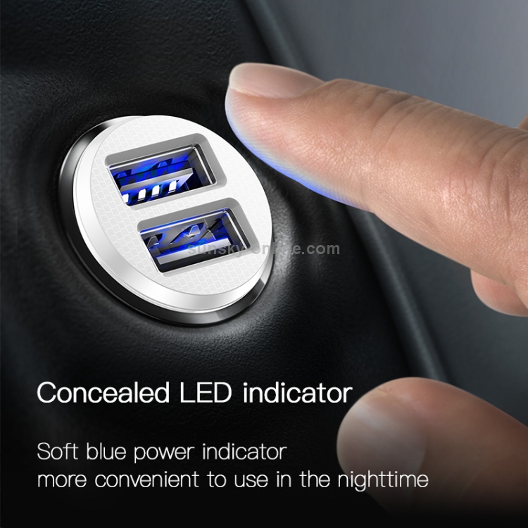 Baseus Grain Dual USB Smart Car Charger 3.1A Max Output Baseus Grain Dual USB Smart Car Charger 3.1A Max Output