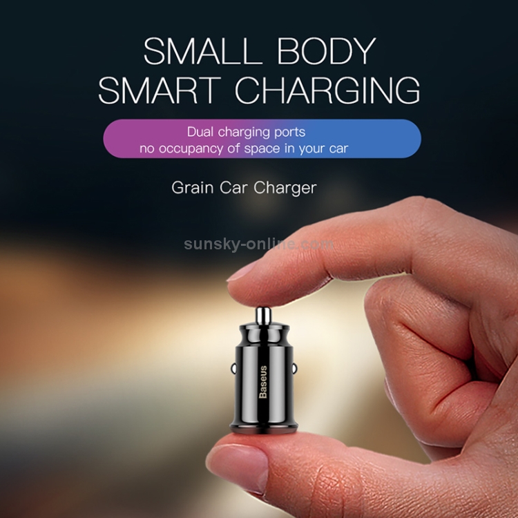 Baseus Grain Dual USB Smart Car Charger 3.1A Max Output Baseus Grain Dual USB Smart Car Charger 3.1A Max Output