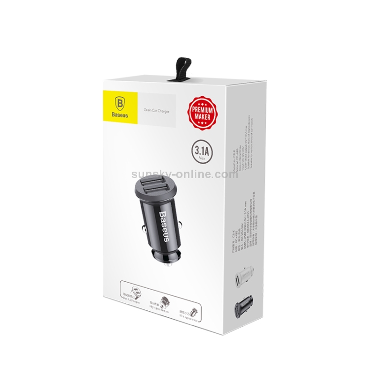Baseus Grain Dual USB Smart Car Charger 3.1A Max Output Baseus Grain Dual USB Smart Car Charger 3.1A Max Output