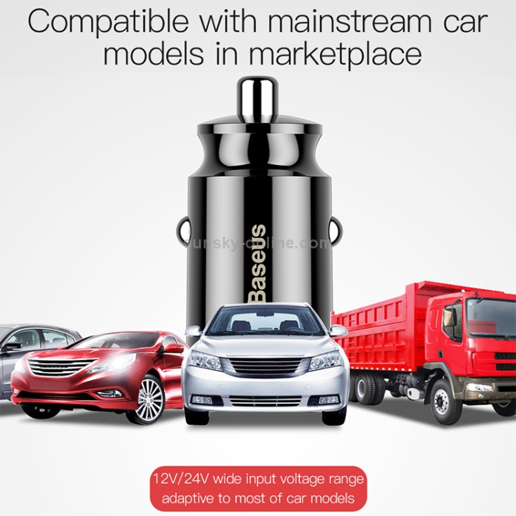 Baseus Grain Dual USB Smart Car Charger 3.1A Max Output Baseus Grain Dual USB Smart Car Charger 3.1A Max Output