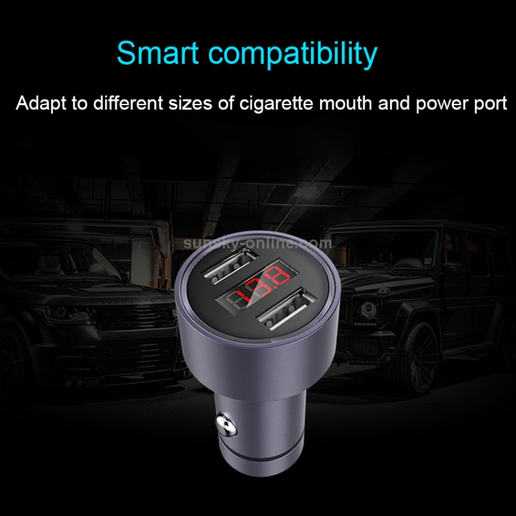 JOYROOM C-M215 5V 2.1A Aluminum Alloy Dual USB Ports Smart Car Charger JOYROOM C-M215 5V 2.1A Aluminum Alloy Dual USB Ports Smart Car Charger