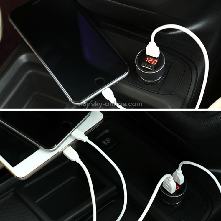 JOYROOM C-M215 5V 2.1A Aluminum Alloy Dual USB Ports Smart Car Charger JOYROOM C-M215 5V 2.1A Aluminum Alloy Dual USB Ports Smart Car Charger
