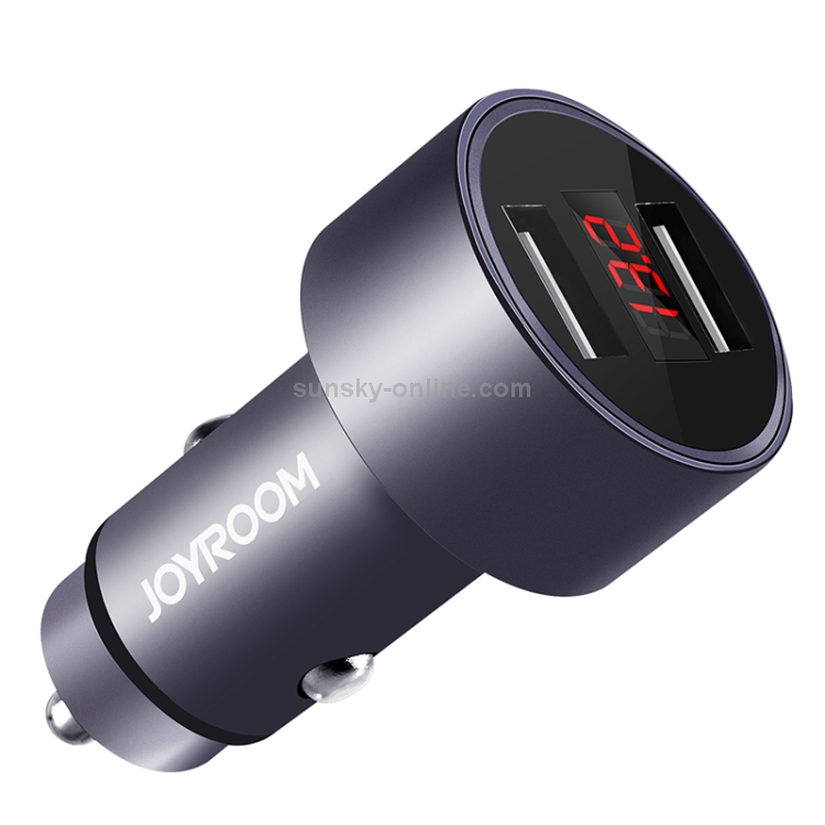 JOYROOM C-M215 5V 2.1A Aluminum Alloy Dual USB Ports Smart Car Charger JOYROOM C-M215 5V 2.1A Aluminum Alloy Dual USB Ports Smart Car Charger