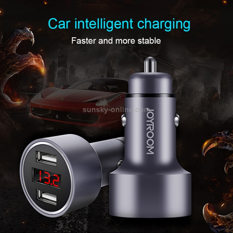 JOYROOM C-M215 5V 2.1A Aluminum Alloy Dual USB Ports Smart Car Charger JOYROOM C-M215 5V 2.1A Aluminum Alloy Dual USB Ports Smart Car Charger