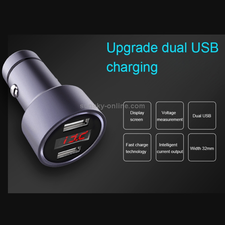 JOYROOM C-M215 5V 2.1A Aluminum Alloy Dual USB Ports Smart Car Charger JOYROOM C-M215 5V 2.1A Aluminum Alloy Dual USB Ports Smart Car Charger