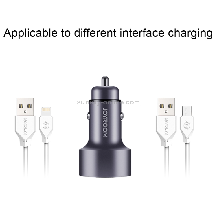 JOYROOM C-M215 5V 2.1A Aluminum Alloy Dual USB Ports Smart Car Charger JOYROOM C-M215 5V 2.1A Aluminum Alloy Dual USB Ports Smart Car Charger