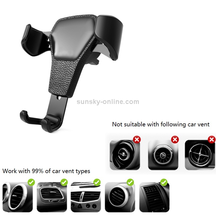 Litchi Texture Gravity Car Mount Phone Holder (White)