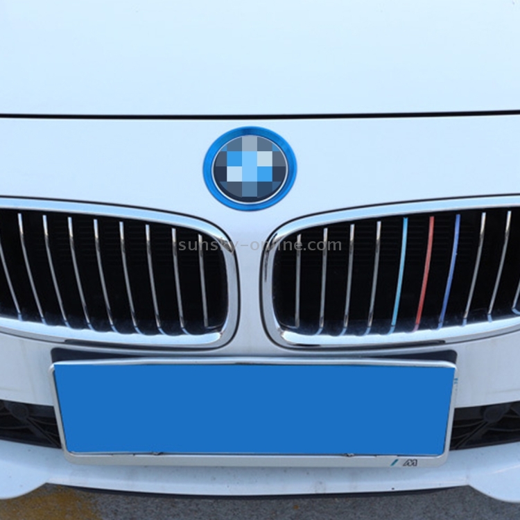 2 PCS Auto Logo dekorative Kreis Lenkrad Dekoration Ring Aufkleber Logo Auto  Styling Modifikation Auto vorne Logo Ring Dekoration hintere Abdeckung  Zierhaube Emblem Ringe für BMW 5er (blau)