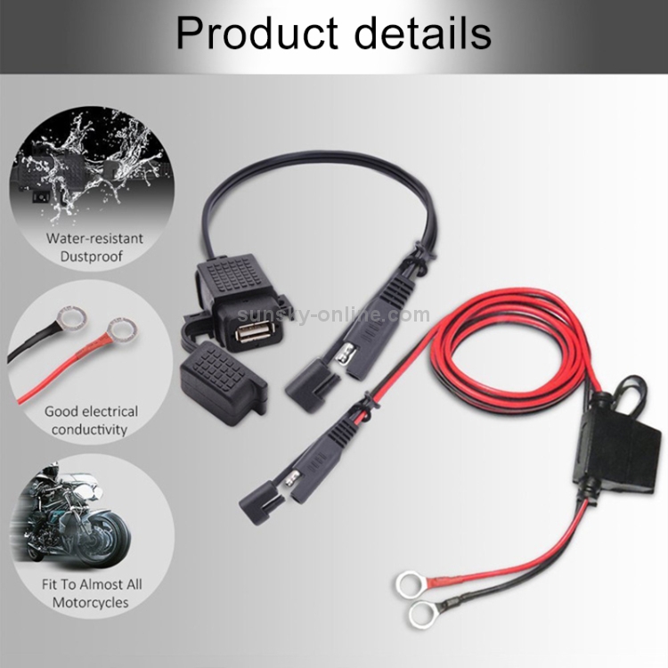 Motorrad 5V 2.1A wasserdichtes USB-Ladegerät SAE-zu-USB-Adapter mit  Verlängerungskabelbaum