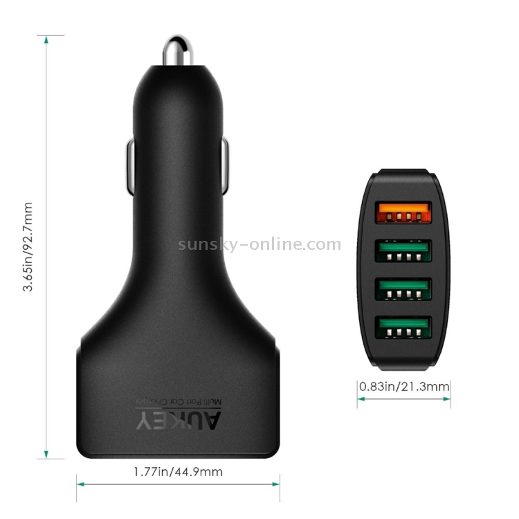 AUKEY CC-T9 4 Ports Quick Charge 3.0 USB Car Charger for Smartphones and Tablets AUKEY CC-T9 4 Ports Quick Charge 3.0 USB Car Charger for Smartphones and Tablets
