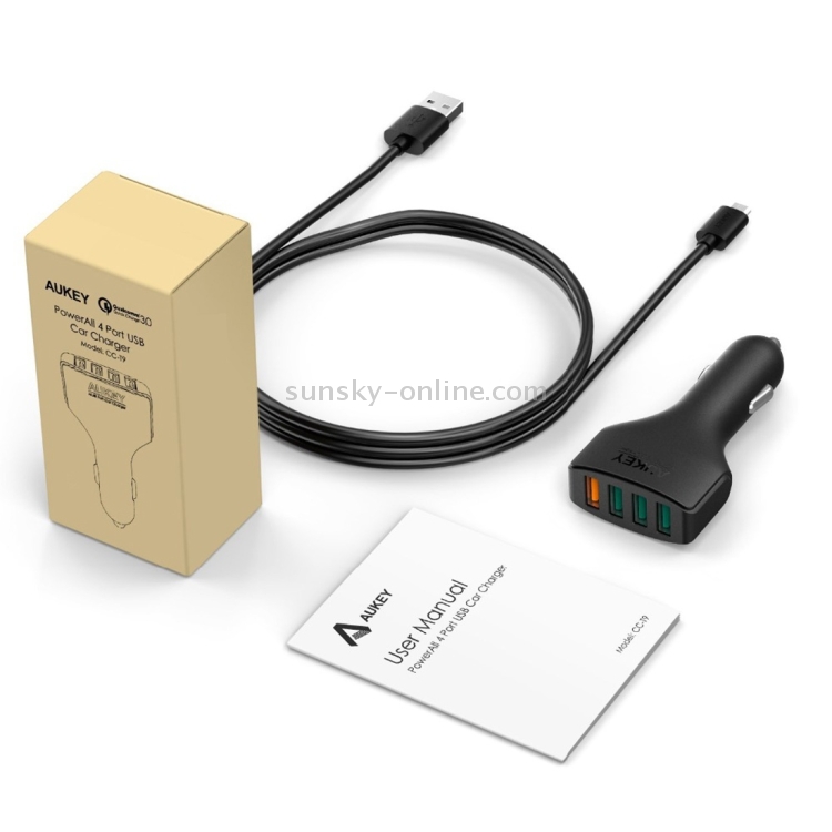 AUKEY CC-T9 4 Ports Quick Charge 3.0 USB Car Charger for Smartphones and Tablets AUKEY CC-T9 4 Ports Quick Charge 3.0 USB Car Charger for Smartphones and Tablets
