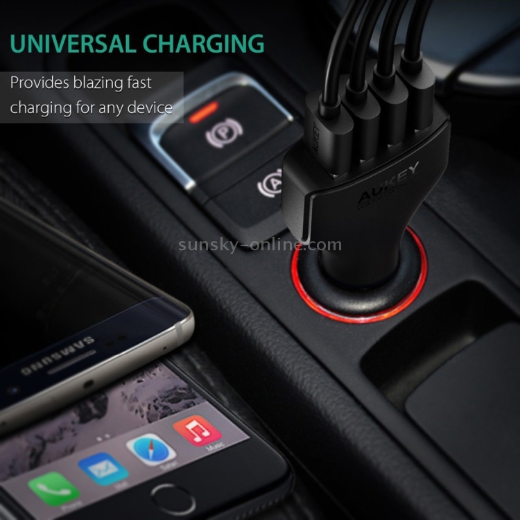 AUKEY CC-T9 4 Ports Quick Charge 3.0 USB Car Charger for Smartphones and Tablets AUKEY CC-T9 4 Ports Quick Charge 3.0 USB Car Charger for Smartphones and Tablets