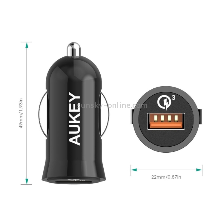 AUKEY CC-T10 Mini Quick Charge 3.0 USB Car Charger for Smartphones and Tablets AUKEY CC-T10 Mini Quick Charge 3.0 USB Car Charger for Smartphones and Tablets