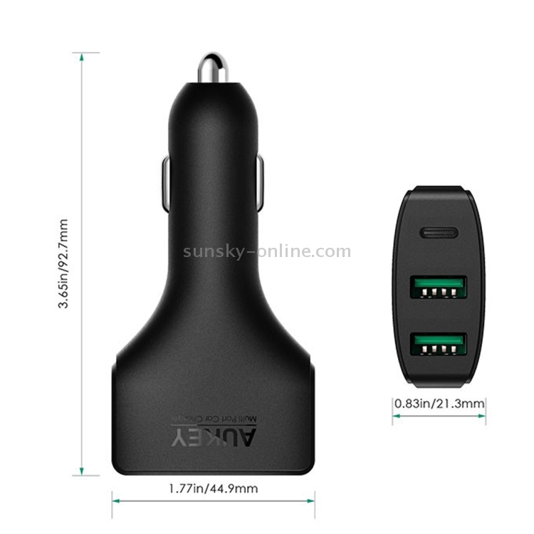 AUKEY CC-Y3 3 Ports Quick Charge 3.0 USB Car Charger for Smartphones and Tablets