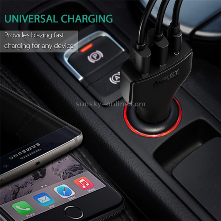 AUKEY CC-Y3 3 Ports Quick Charge 3.0 USB Car Charger for Smartphones and Tablets