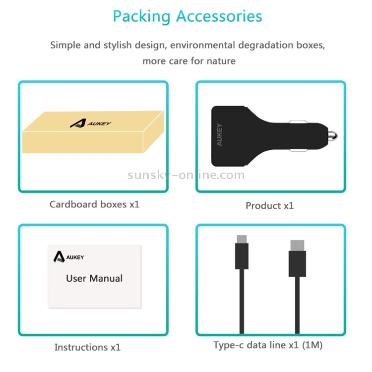 AUKEY CC-Y3 3 Ports Quick Charge 3.0 USB Car Charger for Smartphones and Tablets