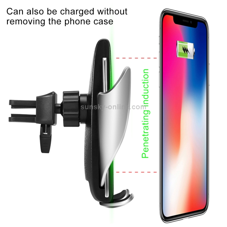 S5 Car / Household QI Standard Automatic Induction Wireless Charger Air Vent Bracket S5 Car / Household QI Standard Automatic Induction Wireless Charger Air Vent Bracket