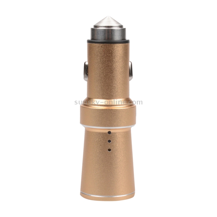 SEZU Tower Series Aviation Aluminium 1A + 2.1A Dual USB Car Charger with Air-purifying Function & Safety Hammer(Gold) SEZU Tower Series Aviation Aluminium 1A + 2.1A Dual USB Car Charger with Air-purifying Function & Safety Hammer(Gold)