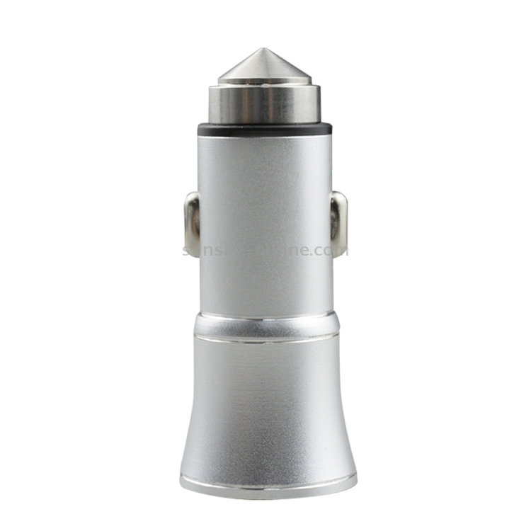 SEZU Tower 1st Generation Aviation Aluminium 1A + 2.1A Dual USB Car Charger with Safety Hammer(Silver) SEZU Tower 1st Generation Aviation Aluminium 1A + 2.1A Dual USB Car Charger with Safety Hammer(Silver)