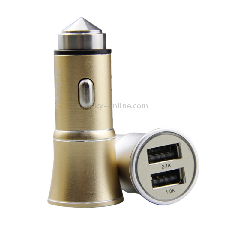 SEZU Tower 1st Generation Aviation Aluminium 1A + 2.1A Dual USB Car Charger with Safety Hammer(Silver) SEZU Tower 1st Generation Aviation Aluminium 1A + 2.1A Dual USB Car Charger with Safety Hammer(Silver)