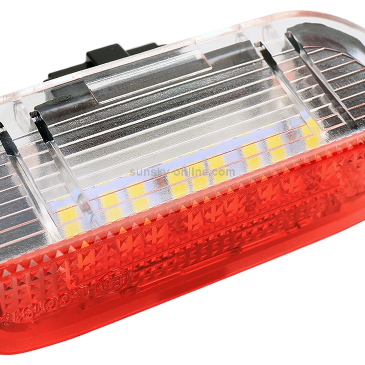 2 piezas LED coche DC 12V 1.6W luces de puerta lámparas 18LEDs SMD-3528 lámparas para Volkswagen Golf 5/6, luz blanca + luz roja - 4