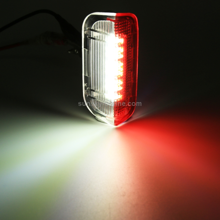 2 piezas LED coche DC 12V 1.6W luces de puerta lámparas 18LEDs SMD-3528 lámparas para Volkswagen Golf 5/6, luz blanca + luz roja - 6