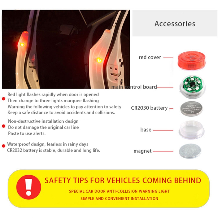 Autotür Warnlicht 2pcs magnetische Drahtlose LED Auto Tür Öffnung