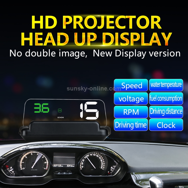 C500 Car HUD Virtual HD Projection Head-up Display, Con tablero de reflexión ajustable, velocidad y RPM y temperatura del agua y consumo de aceite y distancia de conducción / visualización de tiempo y voltaje, alarma de exceso de velocidad, interfaz de conexión OBD2 (blanco) - 13