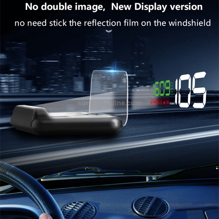 C500 Car HUD Virtual HD Projection Head-up Display, Con tablero de reflexión ajustable, velocidad y RPM y temperatura del agua y consumo de aceite y distancia de conducción / visualización de tiempo y voltaje, alarma de exceso de velocidad, interfaz de conexión OBD2 (blanco) - 9
