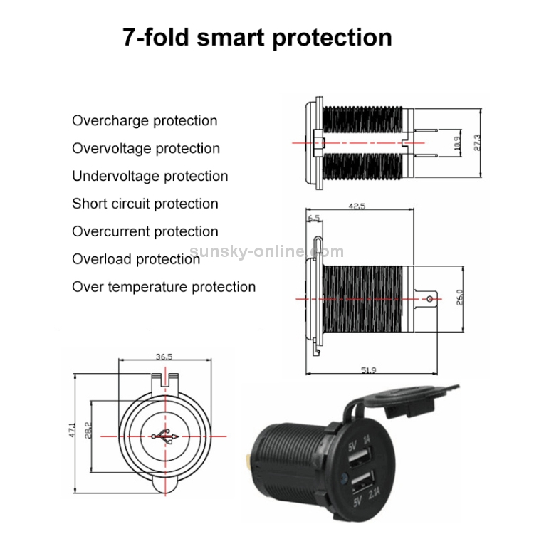 Car Motorcycle ABS Dual Port Charger Car Motorcycle ABS Dual Port Charger