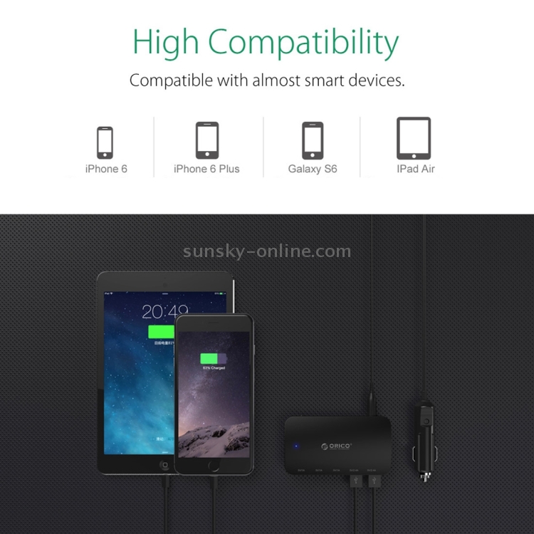 ORICO MPU-5S-V1 Dual 2.4A & Triple 1A USB Ports Car Charger(Black) ORICO MPU-5S-V1 Dual 2.4A & Triple 1A USB Ports Car Charger(Black)