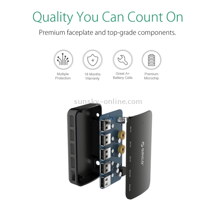 ORICO MPU-5S-V1 Dual 2.4A & Triple 1A USB Ports Car Charger(Black) ORICO MPU-5S-V1 Dual 2.4A & Triple 1A USB Ports Car Charger(Black)
