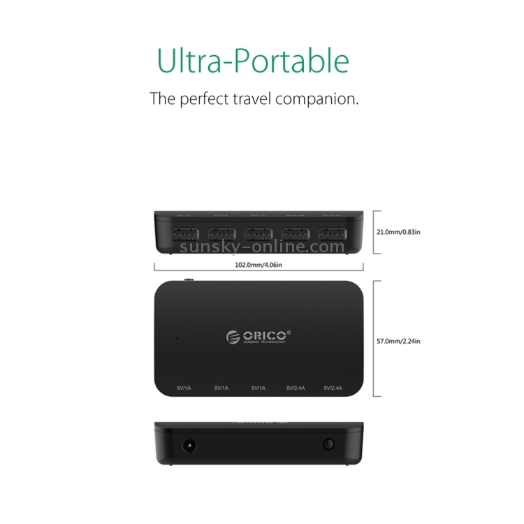ORICO MPU-5S-V1 Dual 2.4A & Triple 1A USB Ports Car Charger(Black) ORICO MPU-5S-V1 Dual 2.4A & Triple 1A USB Ports Car Charger(Black)