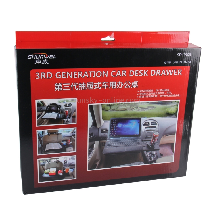SHUNWEI SD-1508 Escritorio para computadora de viaje para automóvil con cajones Soporte para computadora plegable Soporte para computadora portátil para automóvil Estantes para computadora - 5