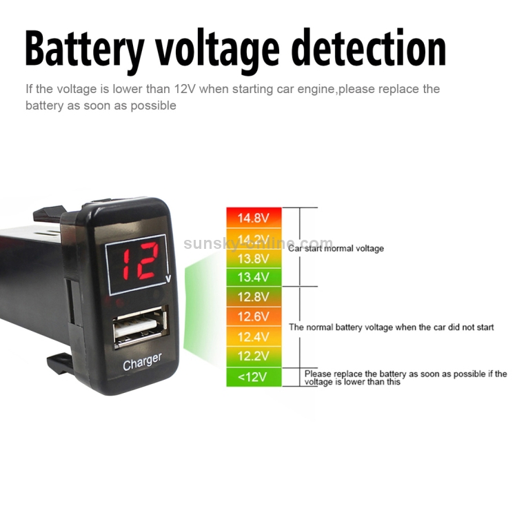 Car DC12V 2.1A USB Charger + Voltmeter for Toyota VIGO Car DC12V 2.1A USB Charger + Voltmeter for Toyota VIGO