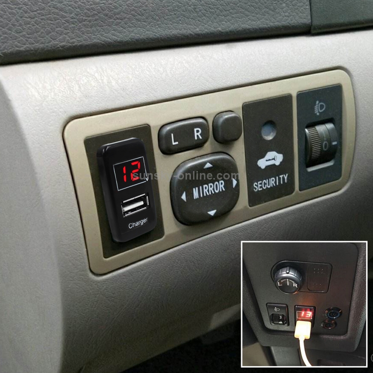 Car DC12V 2.1A USB Charger + Voltmeter for Toyota VIGO Car DC12V 2.1A USB Charger + Voltmeter for Toyota VIGO