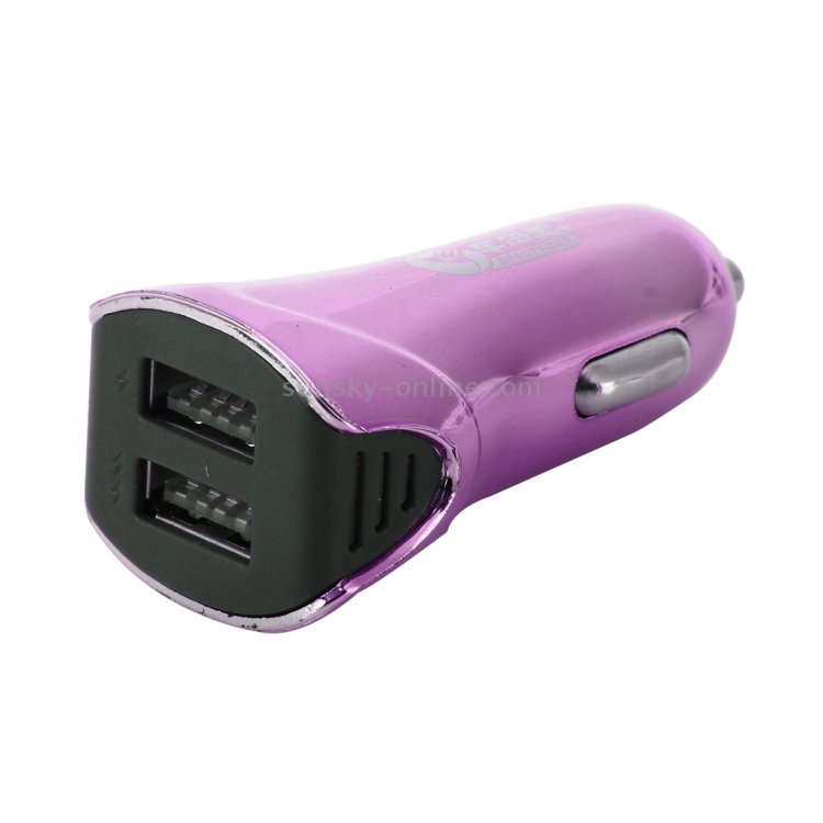 Car Auto 5V Dual USB 2.1A/1A Cigarette Lighter Adapter for Most Phones(Purple) Car Auto 5V Dual USB 2.1A/1A Cigarette Lighter Adapter for Most Phones(Purple)