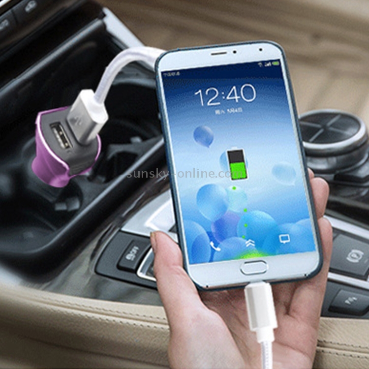 Car Auto 5V Dual USB 2.1A/1A Cigarette Lighter Adapter for Most Phones(Purple) Car Auto 5V Dual USB 2.1A/1A Cigarette Lighter Adapter for Most Phones(Purple)