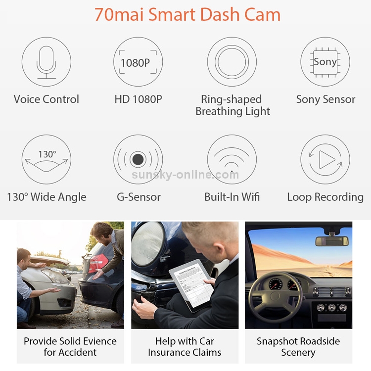 Dash Cam Xiaomi 70Mai Smart D06 Midrive 1S 1080P Night Vision Wi-Fi black