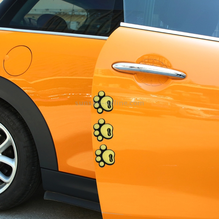 4 PCS Dog Footprint Form Cartoon Style PVC Auto Auto Protection  Anti-Kratzer Türschutz Dekorativer Aufkleber (gelb)