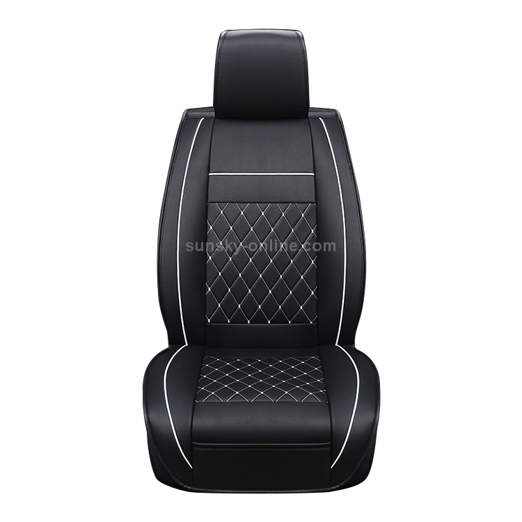 Fodera per cuscino del sedile a copertura totale in pelle per auto,  versione di lusso, solo un sedile anteriore (nero bianco)