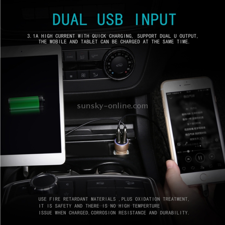 Baseus Little Giant Dual USB Port 3.4A Metal Car Charger for Smartphones & Tablets & PSP & PDA & GPS & MP3 & MP4 and other USB-charged Devices(Gold) Baseus Little Giant Dual USB Port 3.4A Metal Car Charger for Smartphones & Tablets & PSP & PDA & GPS & MP3 & MP4 and other USB-charged Devices(Gold)