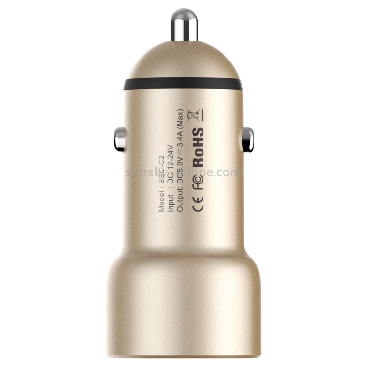 Baseus Little Giant Dual USB Port 3.4A Metal Car Charger for Smartphones & Tablets & PSP & PDA & GPS & MP3 & MP4 and other USB-charged Devices(Gold) Baseus Little Giant Dual USB Port 3.4A Metal Car Charger for Smartphones & Tablets & PSP & PDA & GPS & MP3 & MP4 and other USB-charged Devices(Gold)