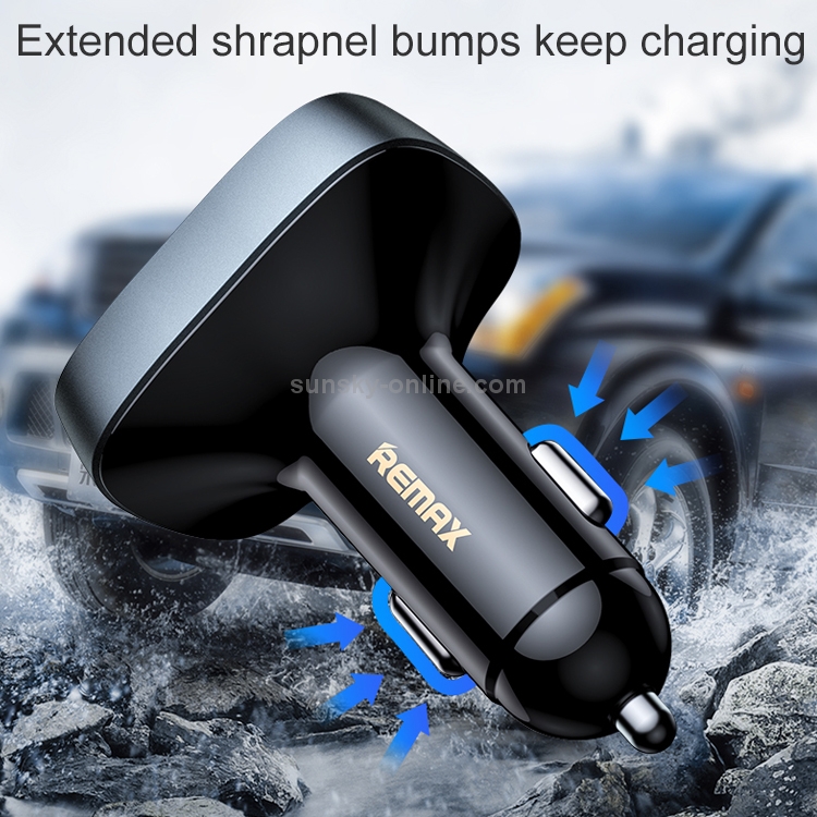 REMAX RCC230 Kezhi Series 2.4A Quick Charge Digital Display Car Charger with Colorful Atmosphere Light, Support Bluetooth Hands-free Calling & FM & U Disk / TF Card