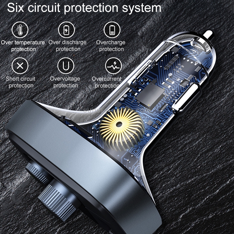REMAX RCC230 Kezhi Series 2.4A Quick Charge Digital Display Car Charger with Colorful Atmosphere Light, Support Bluetooth Hands-free Calling & FM & U Disk / TF Card