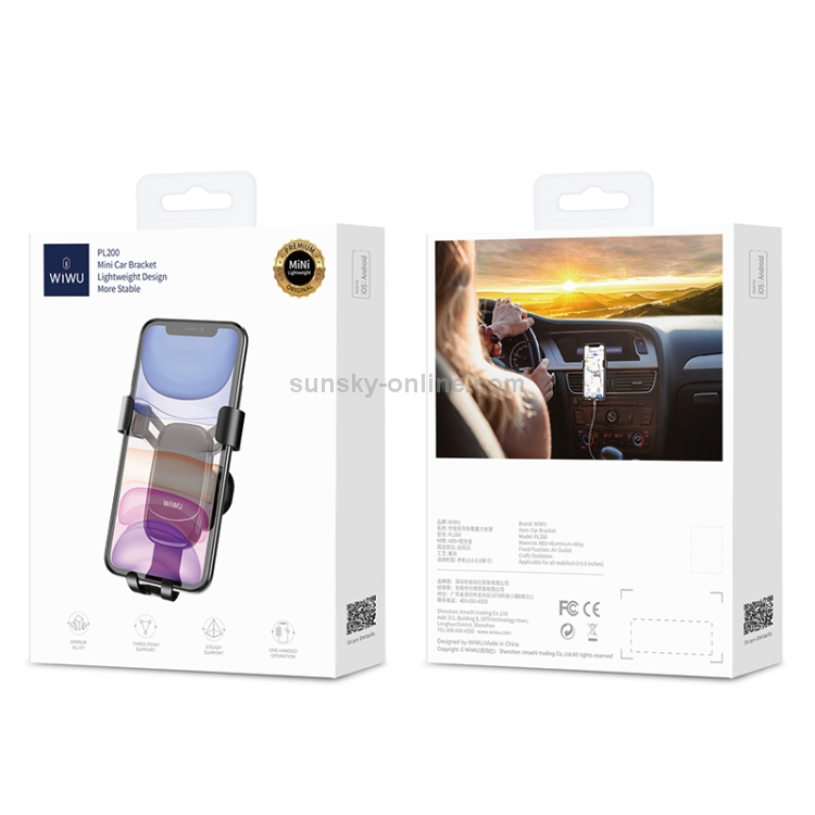 WIWU Exquisite Series PL200 Car Air Outlet Rotatable Gravity Mobile Phone Bracket for 4-6 inch Mobile Phones WIWU Exquisite Series PL200 Car Air Outlet Rotatable Gravity Mobile Phone Bracket for 4-6 inch Mobile Phones