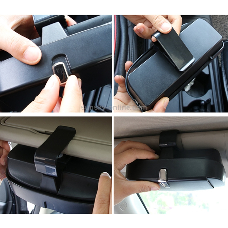Auto Multifunktionale Brillenetui Sonnenbrillenbox mit Kartensteckplatz,  Flat Style (Grau)